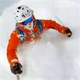 Andrew Whiteford floating on powder